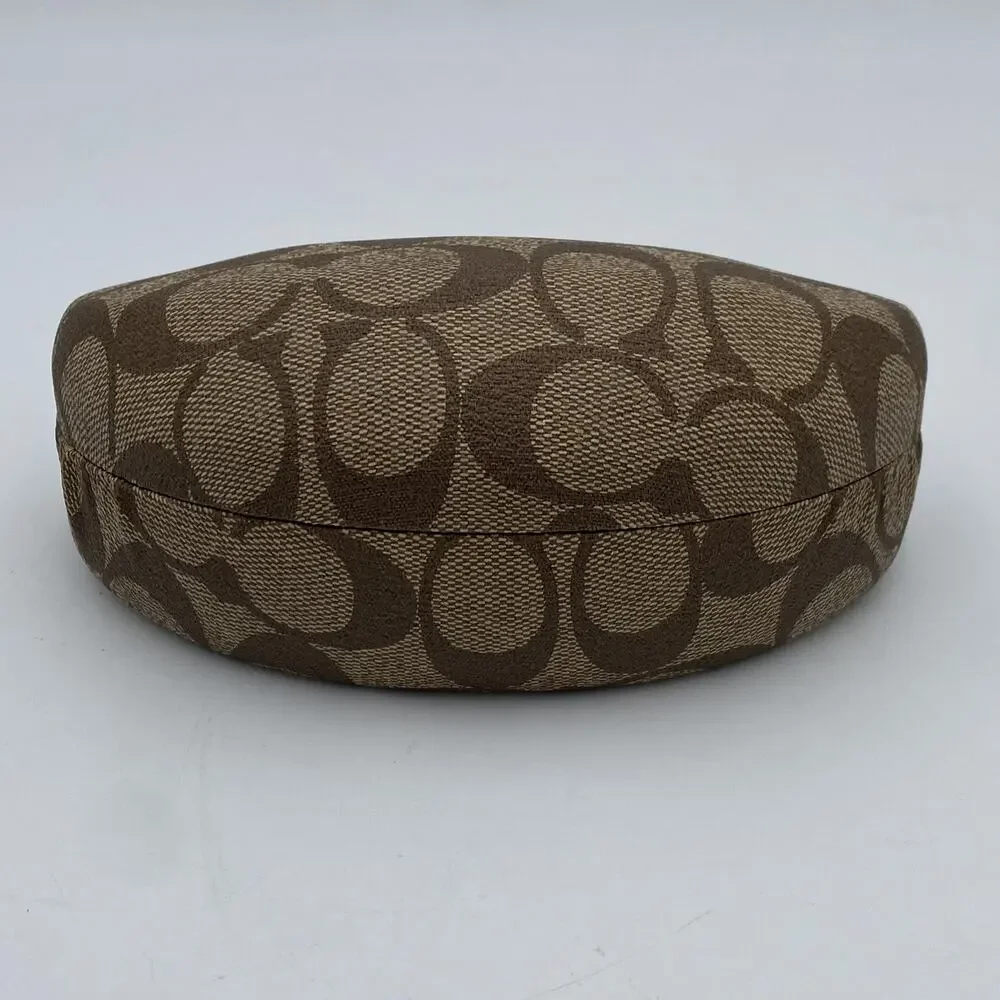COACH Monogram Sunglass Case Brown Hard Clamshell Oversized Eye Glass Case